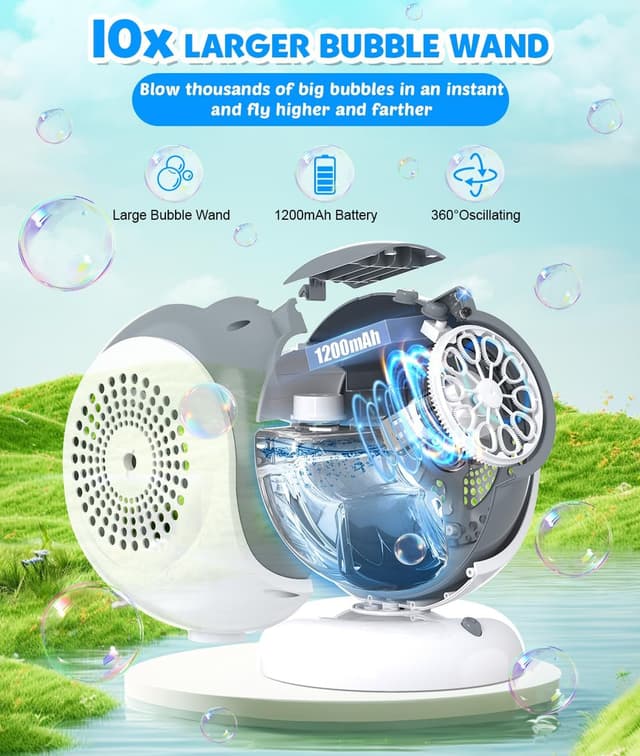 Thumbnail 1 de Rechargeable Bubble Machine with 360° Rotation
