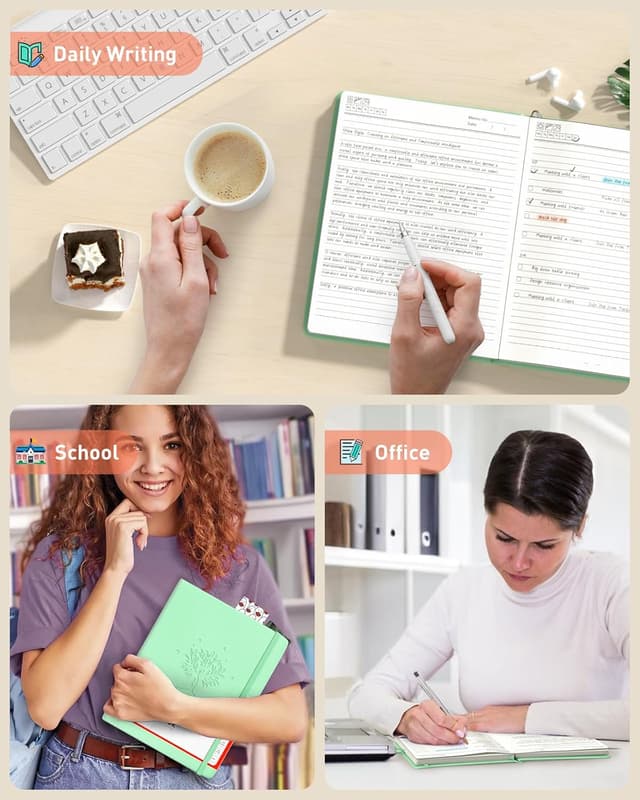 Thumbnail 6 de Smarpau Thick A4 Lined Notebook (320 pages) – 100gsm no-bleed paper, leather-style hardcover, green