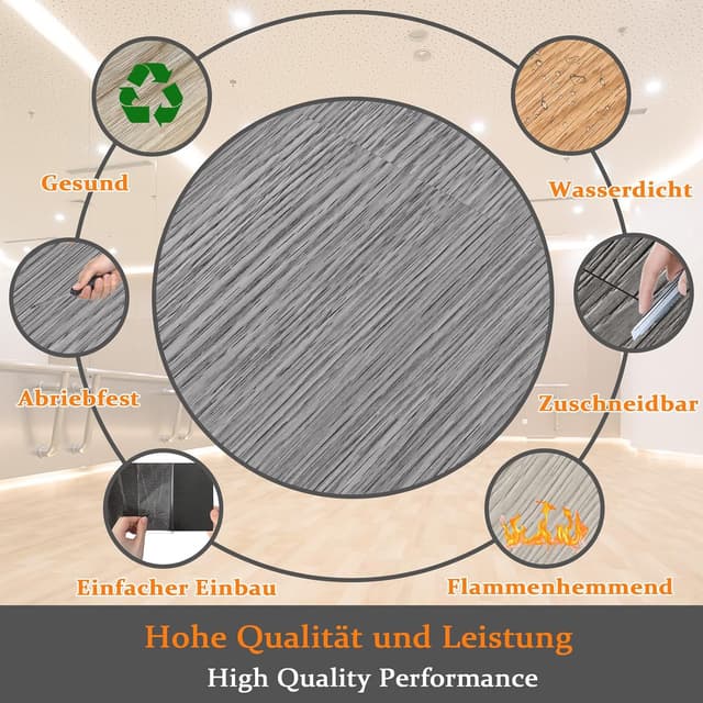 Detalle 2 de LZQ selbstklebender PVC-Bodenbelag Vinylboden mit Holz-Effekt (Eiche Grau) – 36 Fliesen, 5,02 m²