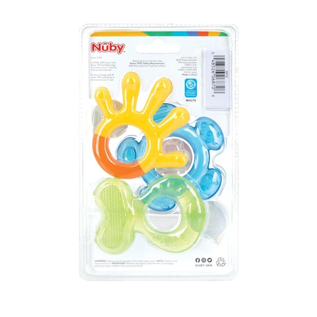 Detalle de Nuby 3-stufige Beißringe (3 Beißspielzeuge) für die Zahnungszeit ab 3+ Monaten – BPA-frei