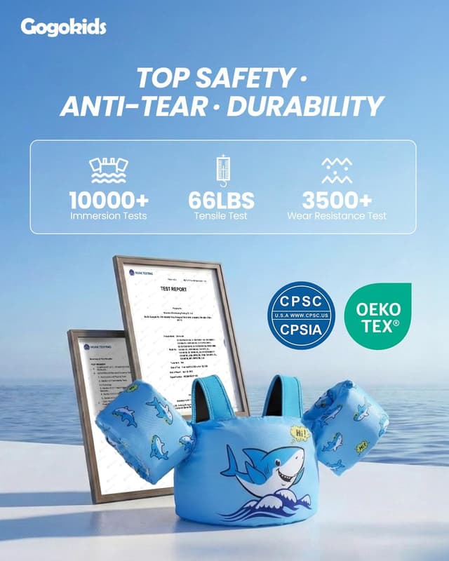 Detalle 2 de Gogokids Toddler Swim Vest for Kids 24–66 lbs (ASTM F963-17 / CPSIA) — Adjustable Swim Jacket Water Wings