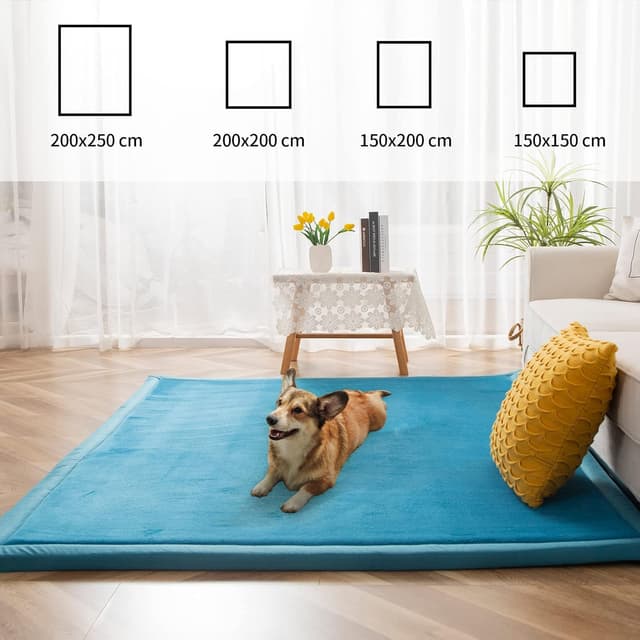 Detalle de BYBYME Krabbelmatte Baby Korallen-Samt in Extra-Dicke (3 cm), 150x150 cm – weiche Spielmatte fürs Kinderzimmer