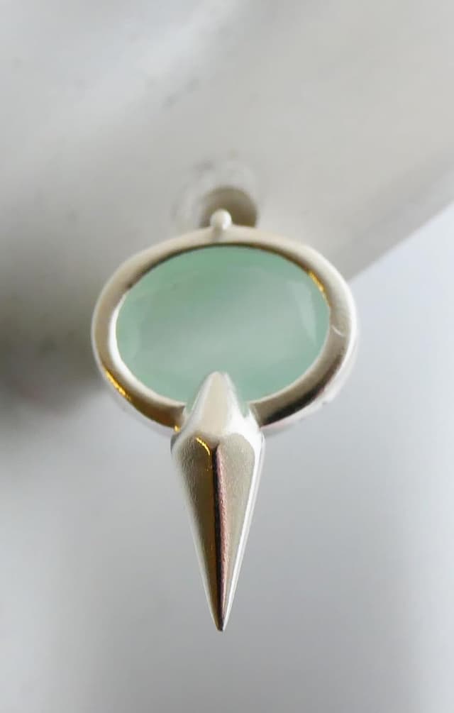 Detalle 2 de Aqua Chalcedon Sterling Silber Ohrstecker (925) – handgefertigter Ohrschmuck mit natürlichem Edelstein