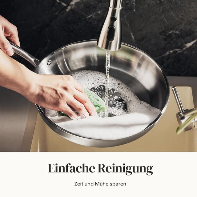 Detalle de Redchef Pfannenset Induktion Set (3-teilig) aus Edelstahl, unbeschichtet – für alle Herdarten, backofenfest