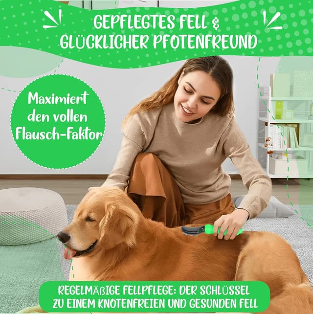 Detalle 2 de Golden Pets TESTURTEIL SEHR GUT Softbürste – sanfte Fellpflege mit Schutzpunkten für Hund, Welpe, Katze & Co.