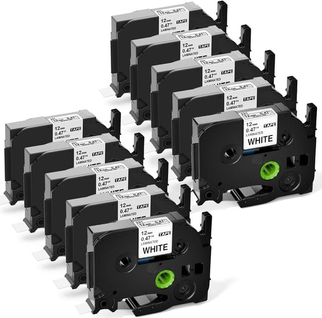 Detalle de Upwinning kompatible Brother P-touch TZe-231 Schriftbandkassette 12 mm schwarz auf weiß (8 m) im 10er-Pack