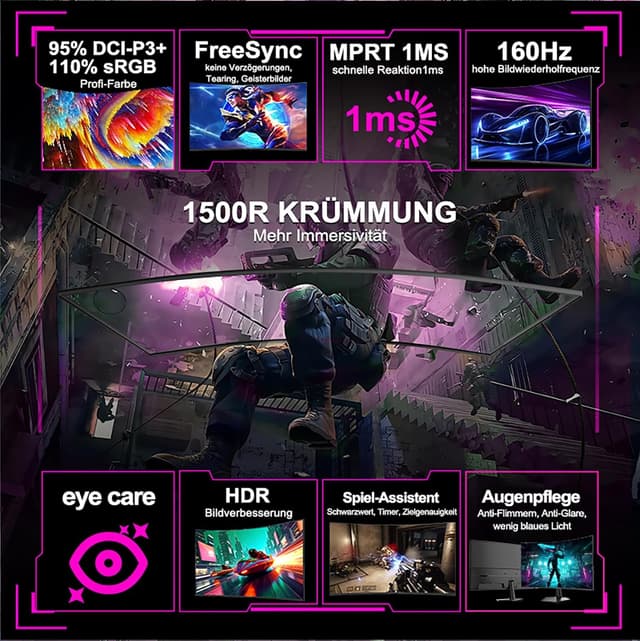 Detalle de Minifire MFG27C1L 27" Curved Gaming Monitor 160Hz