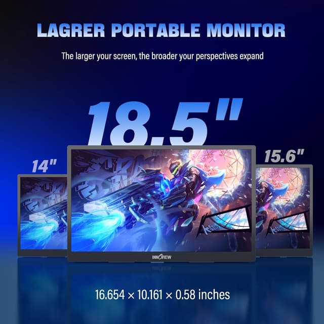 Detalle de InnoView 2K Portable Monitor 18.5" (2560x1440 QHD) 120Hz USB-C & HDMI