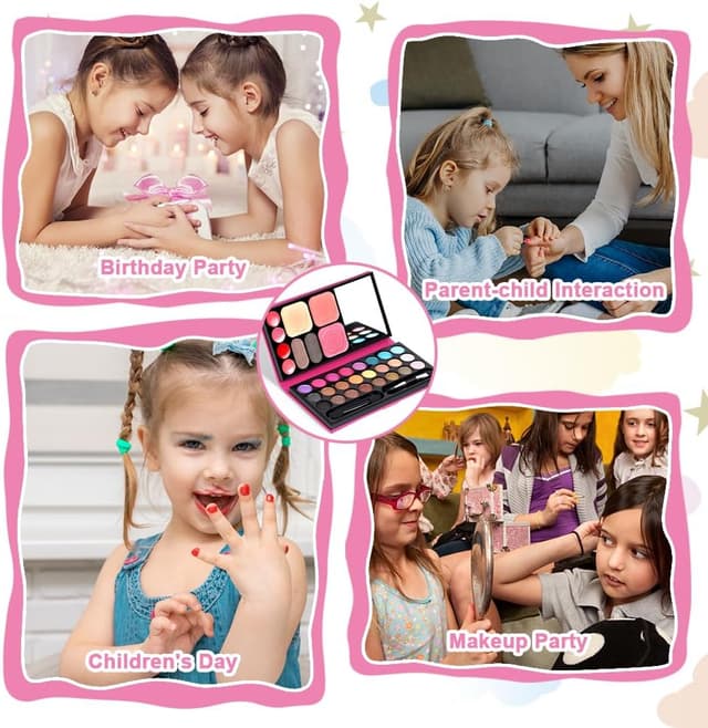 Detalle de Aomig 33-Colour Kids Makeup Set for Girls (6 pcs) with 5 Brushes