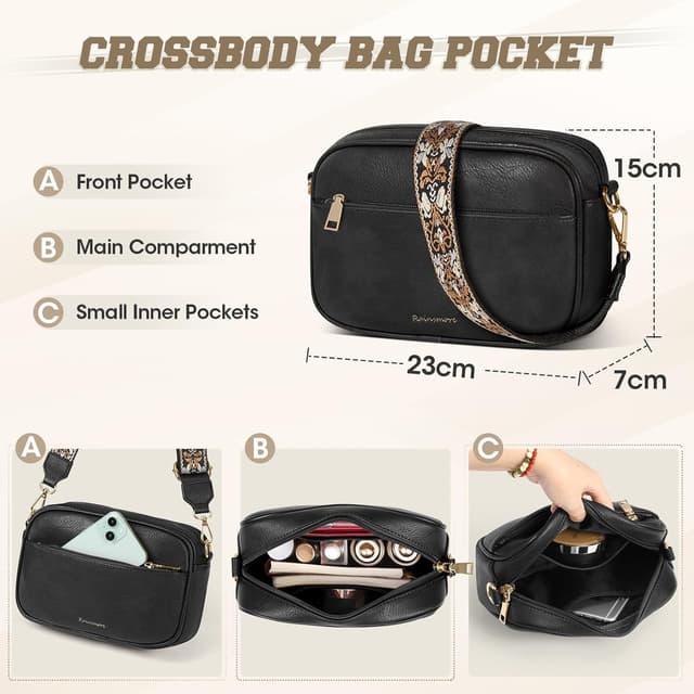 Detalle de RAINSMORE 3-Piece Handbag Set for Women: Top-Handle, Crossbody & Coin Purse