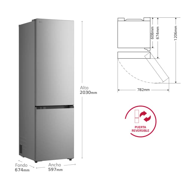 Detalle 2 de LG GBBS322BPY frigorífico combi 2,03 m