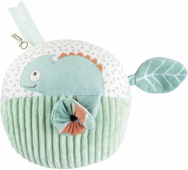Detalle 2 de Chicco My Sweet Doudou Panda & Chameleon Ball – weiche Stoff-Babyspielzeug-Ball mit Klimpern und Krinkeln