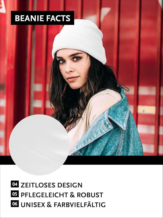 Detalle de DonDon Mütze Wintermütze Beanie für Herren & Damen – klassisches Design