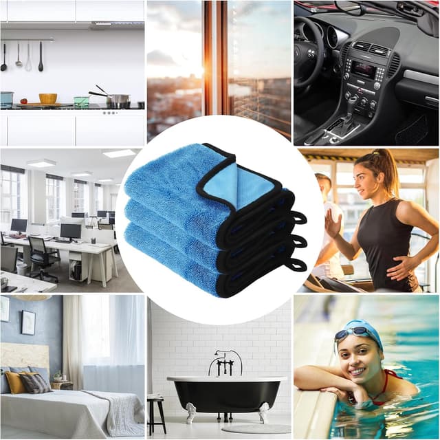 Thumbnail 6 de WUFANC Trockentuch Dusche 3er Pack (Mikrofasertücher, 60×40 cm) – flusenfrei & streifenarm