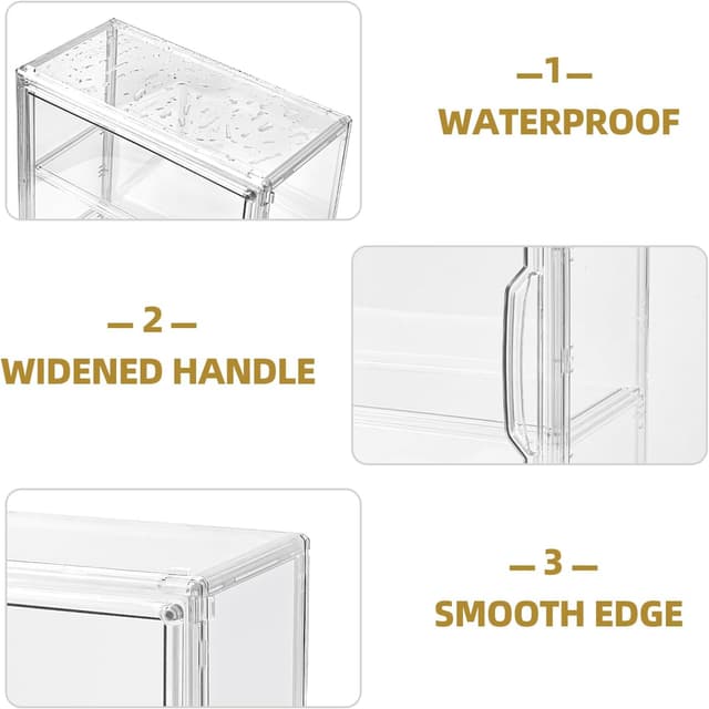 Detalle 2 de 3-Tier Clear Display Case for Collectibles (2-Pack) with Magnetic Door and 2 Movable Plates
