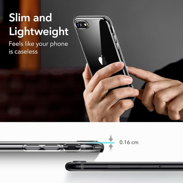 Detalle de ESR Hülle für iPhone SE (2022/2020), iPhone 8 & 7 – transparente dünne TPU-Case mit erhöhter Kante