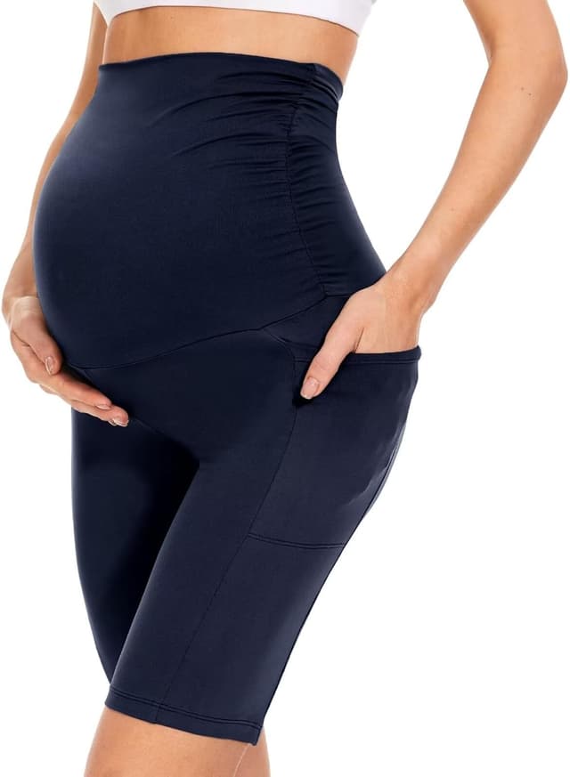 Detalle de QGGQDD kurze Umstandsleggings / Umstands-Radlerhose für Damen