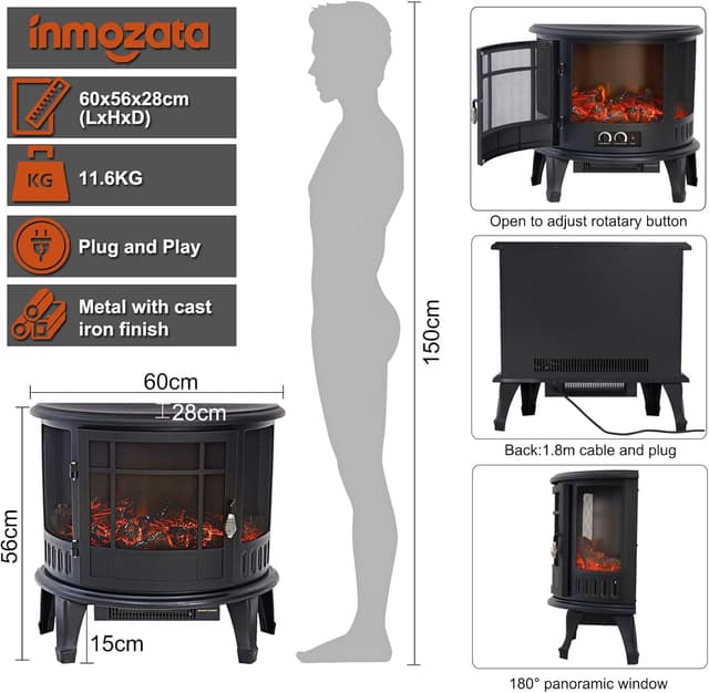 Thumbnail 1 de INMOZATA Free Standing Electric Fire Stove 1800W