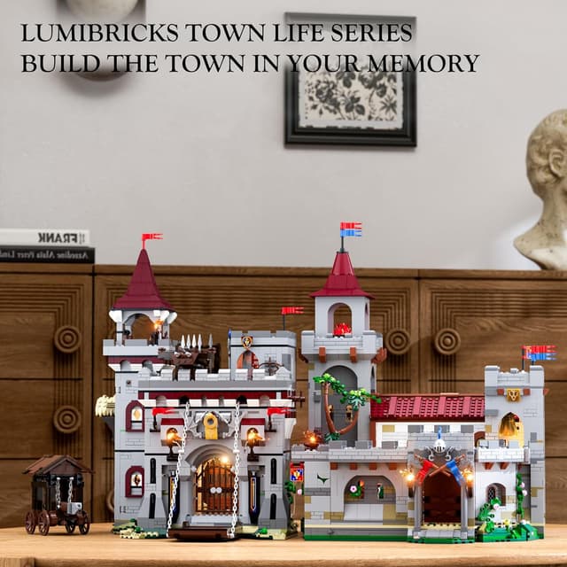 Thumbnail 6 de Lumibricks Poste de Garde Médiéval 2945 pièces avec éclairage LED – Set modulaire de caserne de château