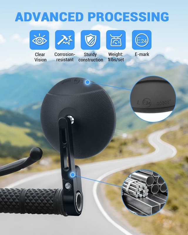 Thumbnail 3 de SUPAREE E24 Approved 360° Adjustable Motorcycle Mirrors 2-pack 🏍