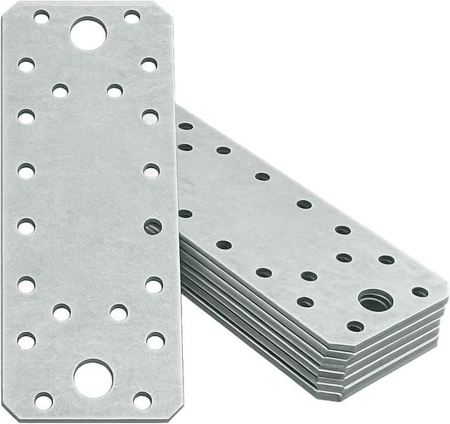 Detalle de OMIDEAS 10 Pack Flat Joining Plates (140 x 55 x 2mm) galvanised steel perforated connector plates