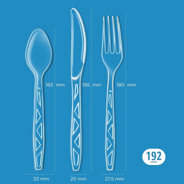 Thumbnail 2 de Amazon Basics Clear Cutlery 192 pcs 🍴