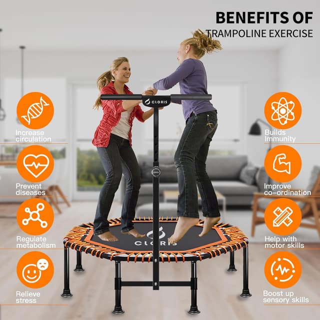 Detalle 2 de CLORIS Foldable Fitness Trampoline 48″, 450 lbs rebounder 🏋️♀