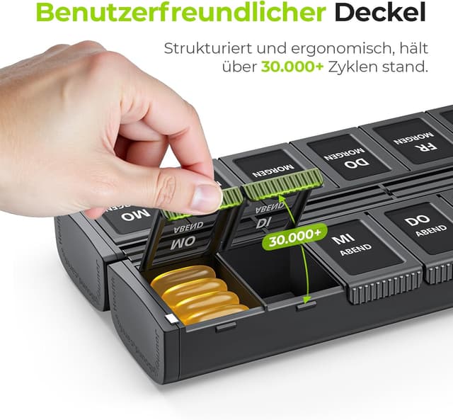 Thumbnail 5 de AUVON Faltbare Tablettenbox 14 Fächer