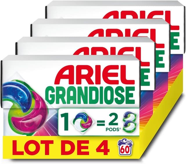 Detalle de Ariel Grandiose PODS Couleurs Éclatantes – Lessive en capsules pour 60 lavages (4 x 15)