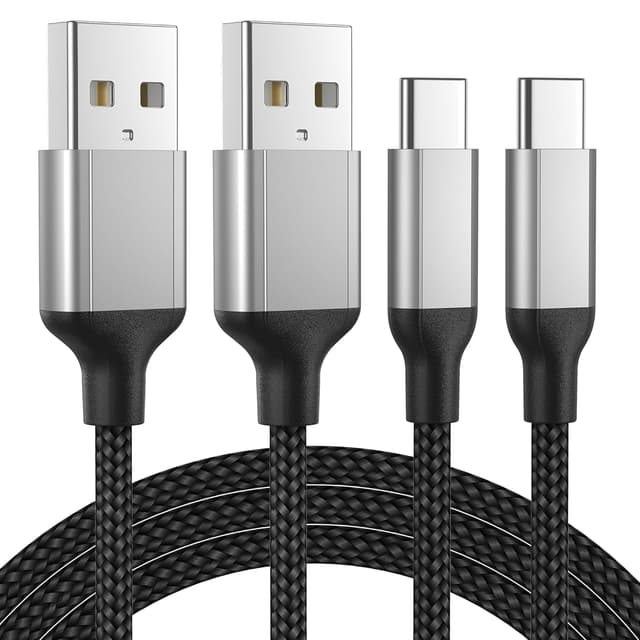 Detalle de Acecene USB-A auf USB-C Ladekabel (1 m), 2er-Set mit 3A Schnellladen & Datenübertragung – Schwarz