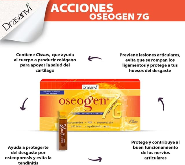Detalle de Drasanvi OSEOGEN 7G️ Vitamina para Articulaciones, 20 Viales