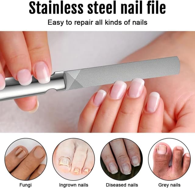 Detalle de AUYAO Kit per unghie incarnite ai piedi (2 pezzi) con lima in acciaio inox e scovolino riutilizzabile