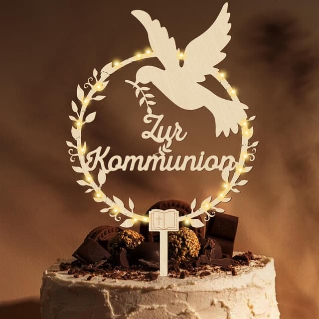 Detalle de Giftota Kommunion Cake Topper aus Holz