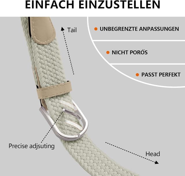 Detalle de TANGCHAO Stretch-Stoffgürtel mit Flechtstruktur – elastisch, verstellbar, 3,3 cm breit