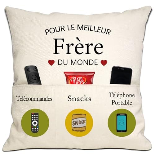 Detalle de Cadeau de Sœur Couvre-Coussin 18x18 avec 3 poches ⚙