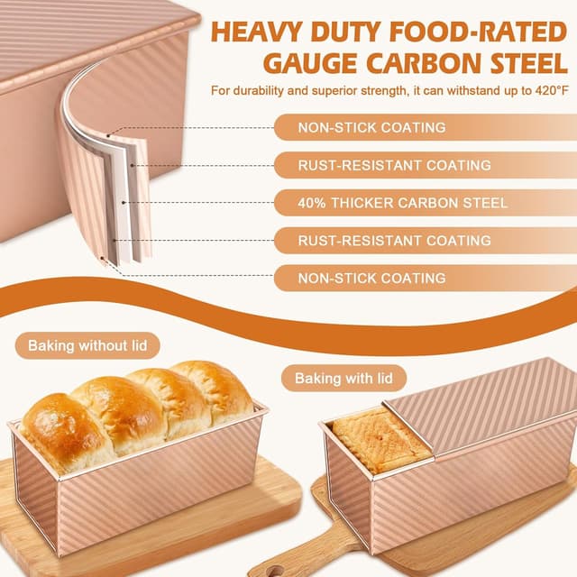 Thumbnail 3 de Dipanist Pullman Loaf Pans 2.2 LB