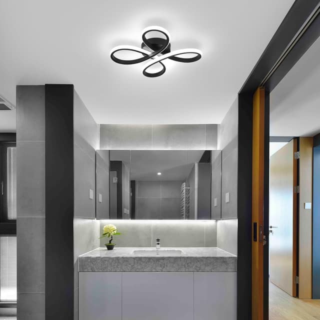 Detalle 2 de EIDISUNY Modern LED Ceiling Light 30W (Black, Cool White 6000K) for Living Rooms & Hallways