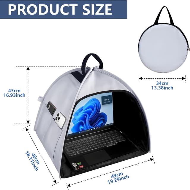 Thumbnail 2 de HoYiXi Universal Foldable Laptop Sun Shade & Privacy Shield (Grey) for 13–16 inch laptops