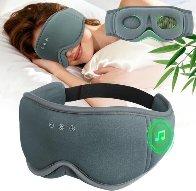 Detalle de Musicozy Schlafkopfhörer mit Bluetooth 3D Augenmaske (100% Verdunkelung) – weiche Schlafmaske für Seitenlage