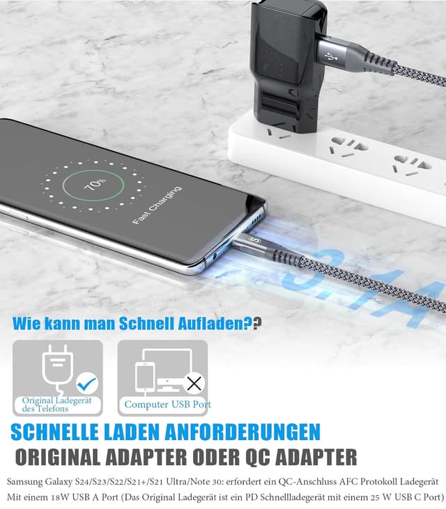 Thumbnail 2 de sweguard Cable USB Tipo C 3m - Carga Rápida ⚡