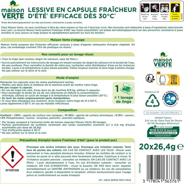 Thumbnail 1 de Maison Verte Lessive capsule 20 lavages