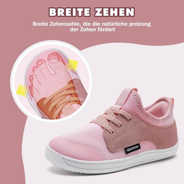 Detalle de WateLves Kinder Barfußschuhe „Breite“ – minimalistische Barefoot Sneaker ohne Verschluss für Jungen & Mädchen