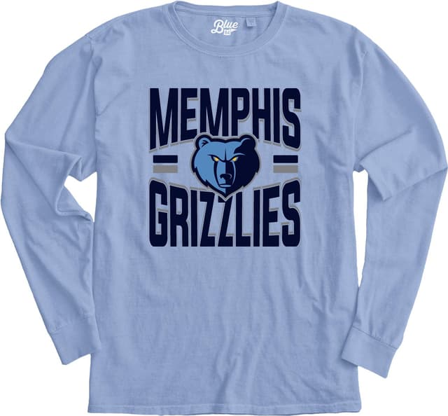 Detalle de Blue 84 Memphis Grizzlies Long Sleeve T-Shirt (Ringspun Cotton) – Unisex, Officially Licensed