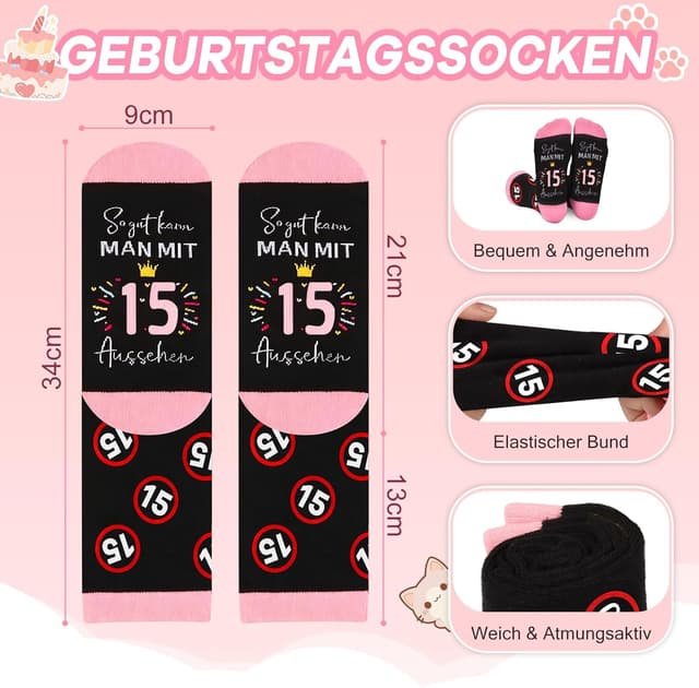 Detalle 2 de TUZELIYA 2026 Originelle 13 Jahre Mädchen Geschenk-Set mit 2 Kosmetiktaschen, faltbarem Spiegel & Socken (4-teilig)