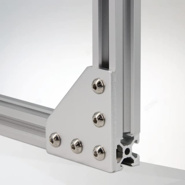 Detalle de Yeebyee 2020 Eckhalterungsplatte L (90° Außenverbindung) für 20x20-mm Aluminiumprofil, 5-Loch, mit M5 Schrauben & T-Nuten – Silber