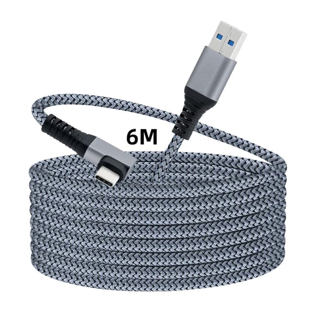 Detalle de Mcbazel Link Kabel Typ-C auf USB 3.0, 6 m, rechtwinklig – Schnellladekabel & Datenübertragung für Quest/Quest 2/Quest 3