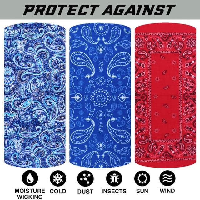 Detalle de RedMaple 6er-Pack nahtlose Multifunktions-Bandanas als Schal, Stirnband & Maske (One Size)