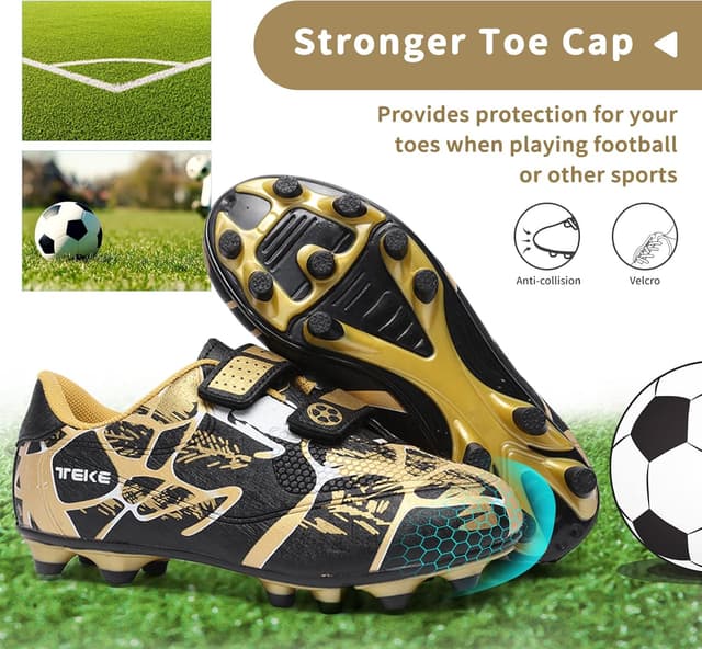 Detalle de Hanani Kids FG/AG Football Boots (Unisex) – Black Gold, Size 13 Child (UK)