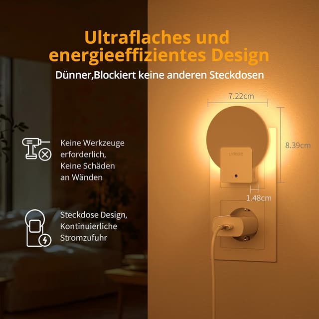 Thumbnail 5 de Lyridz Nachtlicht Steckdose Bernstein 2er-Set