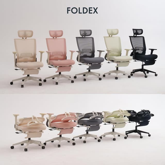 Detalle de FLEXISPOT Foldex sedia da ufficio ergonomica pieghevole con schienale reclinabile, poggiapiedi e supporto lombare